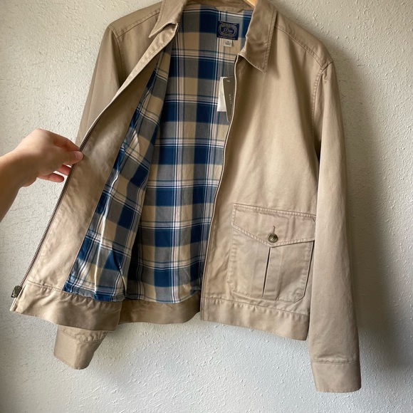 J. Crew NWT Coach Twill Jacket - Tan Plaid Lining Medium - Picture 6 of 13